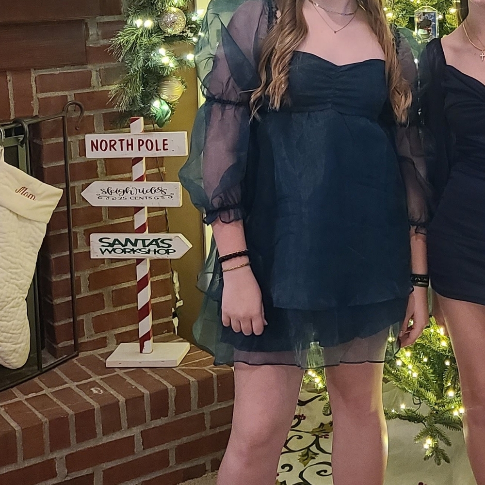 Altar'd State Navy Sheer Mini Dress